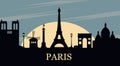 Paris Panaroma, France. Beautiful Paris architecture symbols landscape travel background postcard.