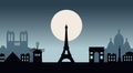 Paris Panaroma, France. Beautiful Paris architecture symbols landscape travel background postcard.