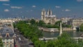 Paris Panorama with Cite Island and Cathedral Notre Dame de Paris timelapse from the Arab World Institute observation Royalty Free Stock Photo