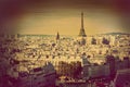 Paris panorama, France. Eiffel Tower. Retro Royalty Free Stock Photo