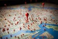 Paris pinpointed Map with red pin, travel, navigation, exploration