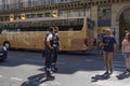 Paris police officers on roller-skates