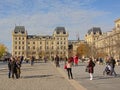 Paris police prefecture with square with tourists in front