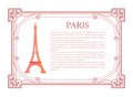 Paris Poster Eiffel Tower Vintage Frame With Text