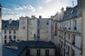 Paris residential buildings. Old Paris architecture, beautiful facade, typical french houses. Famous