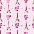 Paris Romance-Love in Parise Seamless Repeat Pattern Background Royalty Free Stock Photo