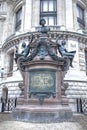 Paris. Sculptures on the facade of the Opera Garnier. Bust Michel Garnier