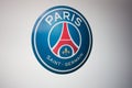 Paris , seine / France - 06 20 2020 : psg logo sign on wall of Paris Saint Germain football club