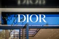 Paris - September 10, 2019 : The Dior luxury perfume store entrance sign on Champs-Elysees avenue