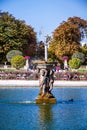 PARIS - September 19, 2019 : Pond and fountain in Luxembourg Gardens Royalty Free Stock Photo