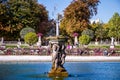 PARIS - September 19, 2019 : Pond and fountain in Luxembourg Gardens Royalty Free Stock Photo