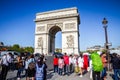 Paris - September 10, 2019 : Tourist taking pictures in front of Arc de Triomphe on place de lÃ¢â¬â¢Etoile