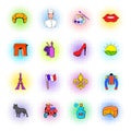 Paris set icons, comics style Royalty Free Stock Photo