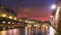 Paris siene river at night Royalty Free Stock Photo
