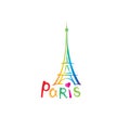 Paris sign. French famous landmark Eiffel tower. Travel France icon