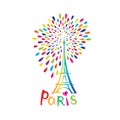 Paris sign. French famous landmark Eiffel tower. Travel France label Royalty Free Stock Photo