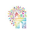 Paris sign Triumph Arch. French famous landmark Arc de Triomphe. Travel France illustration Royalty Free Stock Photo