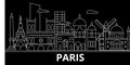 Paris silhouette skyline. France - Paris vector city, french linear architecture, buildings. Paris travel illustration Royalty Free Stock Photo