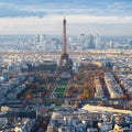 Paris skyline with Eiffel Tower over Champ de Mars Royalty Free Stock Photo