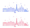 Paris skyline France city notable buildings vector Royalty Free Stock Photo