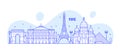 Paris skyline France city notable buildings vector Royalty Free Stock Photo