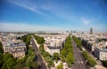 Paris Skyline. La Defense Business Area, La Grande Armee Avenue and Avenue Foch Royalty Free Stock Photo