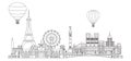 Paris Skyline line art 3 Royalty Free Stock Photo