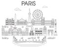 Paris Skyline line art 9 Royalty Free Stock Photo