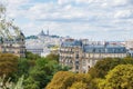 Paris skyline with Montmartre hill and Sacre Coeur Basilica in v Royalty Free Stock Photo