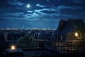 Paris skyline at night with famous Eiffel tower, France, AI Generated Royalty Free Stock Photo