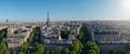 Paris Skyline Panorama with eiffel tower. View from Arch of Triumph Royalty Free Stock Photo