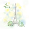 Paris Spring Background. Eifel Tower. Travel France Poster.
