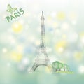 Paris spring background. Famous building Eiffel tower. Travel Fra