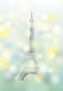 Paris Spring Banner. Eiffel Tower. Travel France Poster.