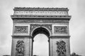 Paris street at Arc de Triomphe - Arch of Triumph at Champs-Elysees in black and white