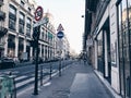 Paris street photography, France, cool street, speed limit sign, cars, clean sky