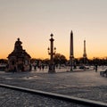 Paris street and the place de la Concorde with the Eiffle tower view of the capital city of France