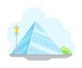 Paris Street View with Louvre Glass Pyramid Vector Illustration