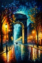 Paris streets in impressionist art style