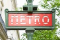 Paris subway, metro sign