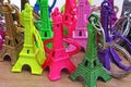 Paris tourism illustration. Beautiful paris eifel tower souvenir texture. Eiffel Tower statues from paris. Colorful