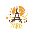 Paris tourism logo template hand drawn vector Illustration Royalty Free Stock Photo