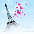 Paris town in France card as symbol love and romance travel