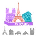 Paris travel icon set. Vector Royalty Free Stock Photo