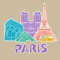 Paris travel icon set. Vector Royalty Free Stock Photo