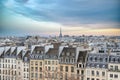 Paris, typical roofs with the Eiffel tower Royalty Free Stock Photo