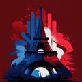 Paris under french flag color preparing Olympic Games, Generative AI