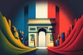 Paris under french flag color preparing Olympic Games, Generative AI