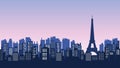 Paris urban silhouette in the evening before sunset with a beautiful view of the eiffel tower Royalty Free Stock Photo