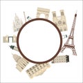 Paris. Vector frame with Paris landmarks